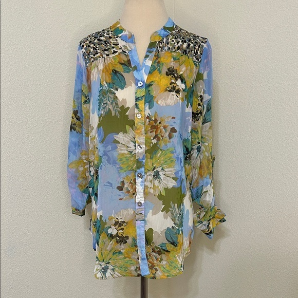 fig and flower Tops - Gorgeous Fig & Flower Fall Autumn Floral Button-Up Blouse Size M Medium 8 10